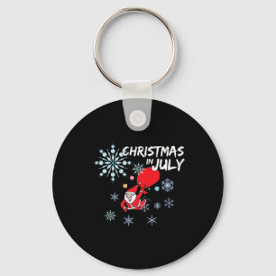 Christmas In July Snowflake Santa T Shirt - Skydiv Key Ring