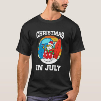 Christmas In July Snowman Beach Summer Surfing Vac T-Shirt