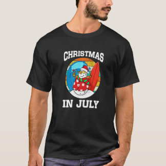 Christmas In July Snowman Beach Summer Surfing Vac T-Shirt