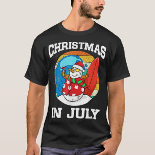 Christmas In July Snowman Beach Summer Surfing Vac T-Shirt
