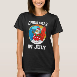 Christmas In July Snowman Beach Summer Surfing Vac T-Shirt