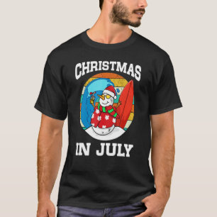 Christmas In July Snowman Beach Summer Surfing Vac T-Shirt