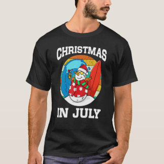 Christmas In July Snowman Beach Summer Surfing Vac T-Shirt