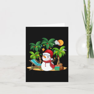 Christmas In July Snowman On Palm Tree Tropical Be Card