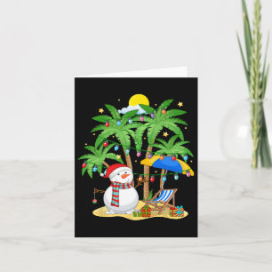 Christmas In July Snowman On Palm Tree Tropical Be Card