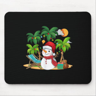 Christmas In July Snowman On Palm Tree Tropical Be Mouse Pad