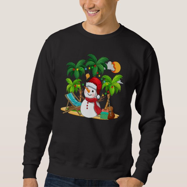 Christmas In July Snowman On Palm Tree Tropical Be Sweatshirt (Front)