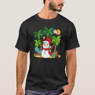 Christmas In July Snowman On Palm Tree Tropical Be T-Shirt