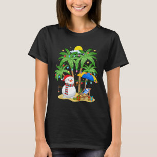 Christmas In July Snowman On Palm Tree Tropical Be T-Shirt