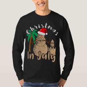 Christmas In July Snowman Sand Castle Palm Tree Sa T-Shirt