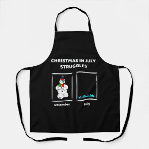 Christmas In July Snowman Struggles Shirt Apron