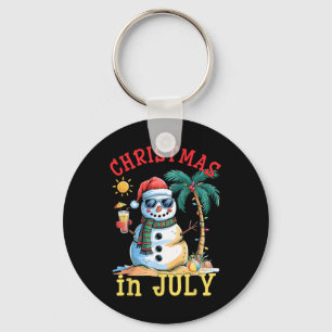 Christmas In July Snowman Summer Beach Vacation Xm Key Ring