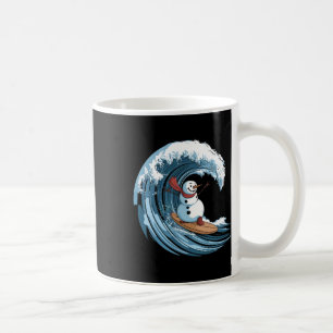 Christmas In July Snowman Surfing Surfboard Beach Coffee Mug