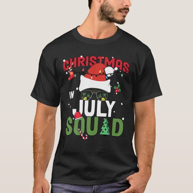 Christmas In July Squad Birthday Party Hawaiian Va T-Shirt (Front)