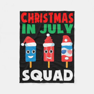 Christmas In July Squad Crew Cute Ice Pops In Sant Fleece Blanket