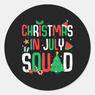 Christmas In July Squad Funny Summer Beach Vacatio Classic Round Sticker