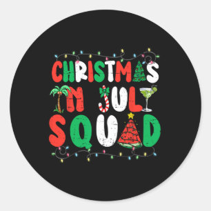 Christmas In July Squad Funny Summer Xmas Men Wome Classic Round Sticker