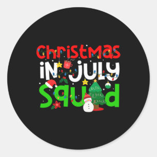 Christmas In July Squad Funny Summer Xmas Men Wome Classic Round Sticker