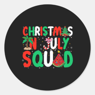 Christmas In July Squad Funny Summer Xmas Men Wome Classic Round Sticker