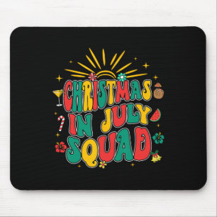 Christmas In July Squad Groovy Retro Beach Summer Mouse Pad