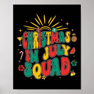 Christmas In July Squad Groovy Retro Beach Summer Poster