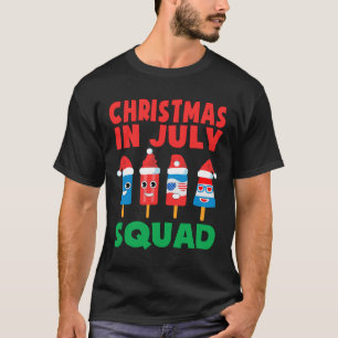 Christmas In July Squad Ice Pop Crew Santa Hat Dec T-Shirt
