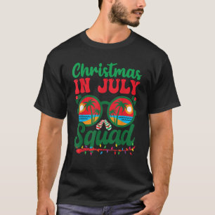Christmas In July Squad Retro Sunglass Palm Tree S T-Shirt