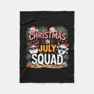 Christmas in july squad santa flamingo summer xmas fleece blanket