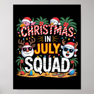 Christmas in july squad santa flamingo summer xmas poster