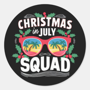 Christmas In July Squad Sunglasses Summer Beach Classic Round Sticker
