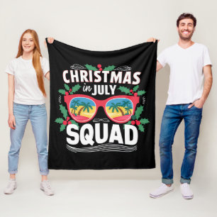 Christmas In July Squad Sunglasses Summer Beach Fleece Blanket
