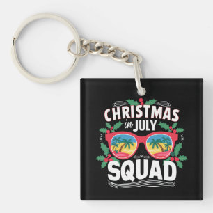 Christmas In July Squad Sunglasses Summer Beach Key Ring