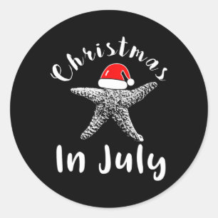 Christmas In July Starfish Santa Hat Tee Classic Round Sticker