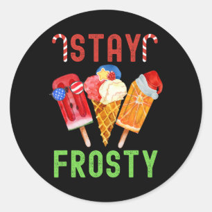 Christmas In July Stay Frosty Summer Hawaiian Chri Classic Round Sticker