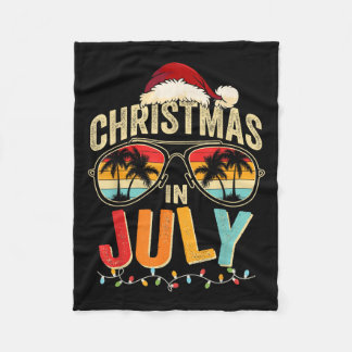 Christmas In July Summer Beach Hawaii Santa Claus  Fleece Blanket