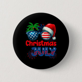 Christmas In July Summer Beach Hawaii Santa Usa Fl 6 Cm Round Badge