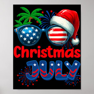 Christmas In July Summer Beach Hawaii Santa Usa Fl Poster