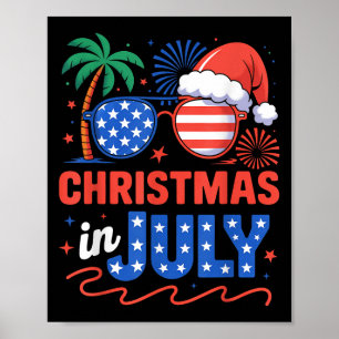 Christmas In July Summer Beach Hawaii Santa Usa Fl Poster