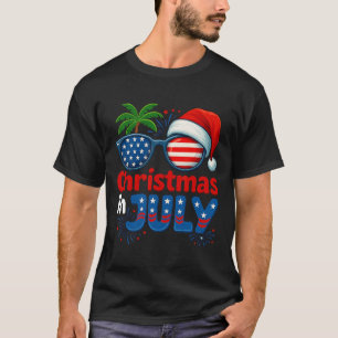 Christmas In July Summer Beach Hawaii Santa Usa Fl T-Shirt