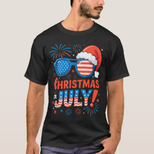 Christmas In July Summer Beach Hawaii Santa Usa Fl T-Shirt