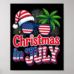 Christmas In July Summer Beach Hawaii Santa Usa Poster