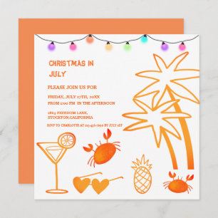 Christmas In July Summer Beach Party   Invitation