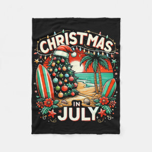 Christmas In July Summer Beach Vacation Xmas Fleece Blanket