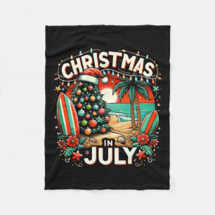 Christmas In July Summer Beach Vacation Xmas  Fleece Blanket