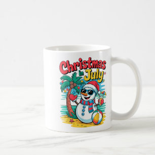 Christmas In July Summer Beach Xmas Snowman Palm T Coffee Mug