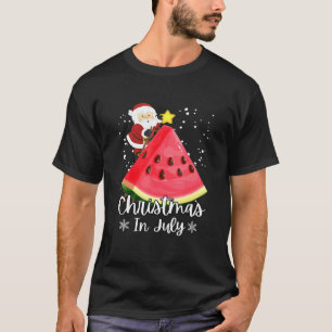 Christmas In July Summer Christmas Santa Watermelo T-Shirt