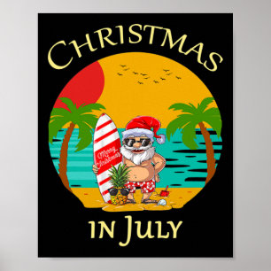 Christmas In July Summer Costume Santa Xmas Men Wo Poster