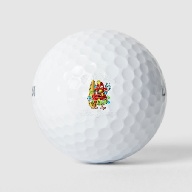 Christmas In July Summer Design Melon Christmas Golf Balls (Front)