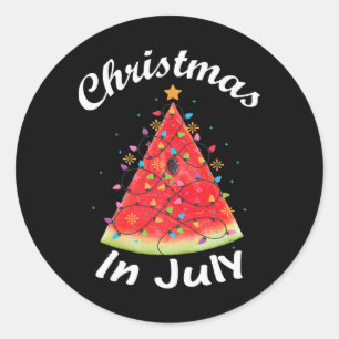 Christmas In July Summer Design Melon Christmas Tr Classic Round Sticker