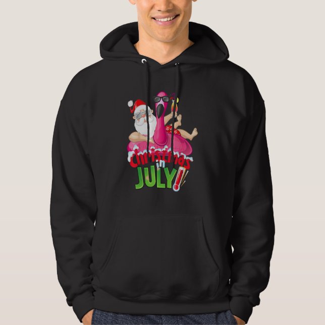 Christmas In July  Summer Flamingo Float Xmas 1 Hoodie (Front)